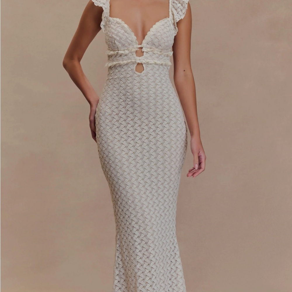 Meshki Ezra Lace Maxi Dress - Ivory size small great condition